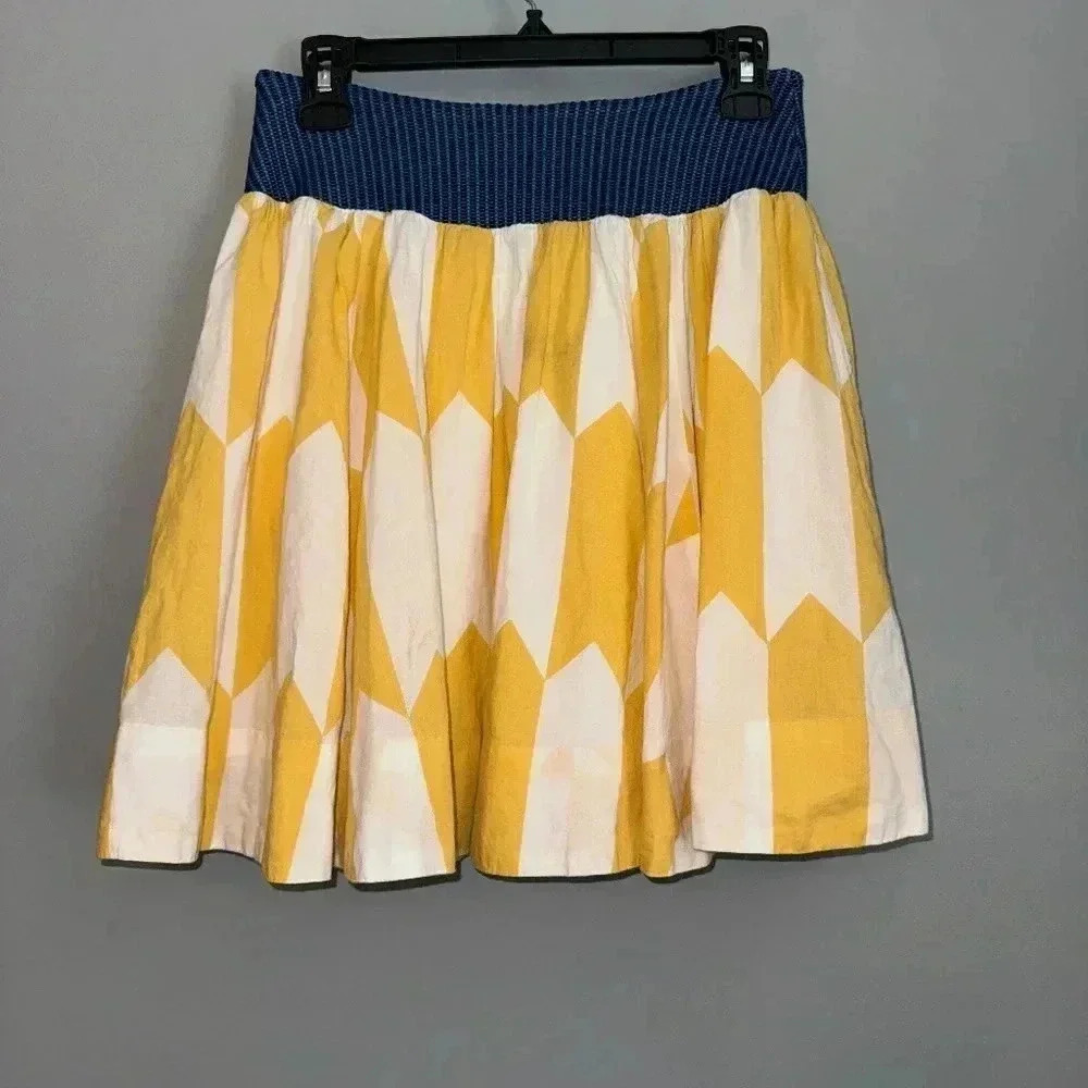 Anthropologie Fei Yellow Socked Faits Full Mini Skater Skirt Small - Picture 4 of 8